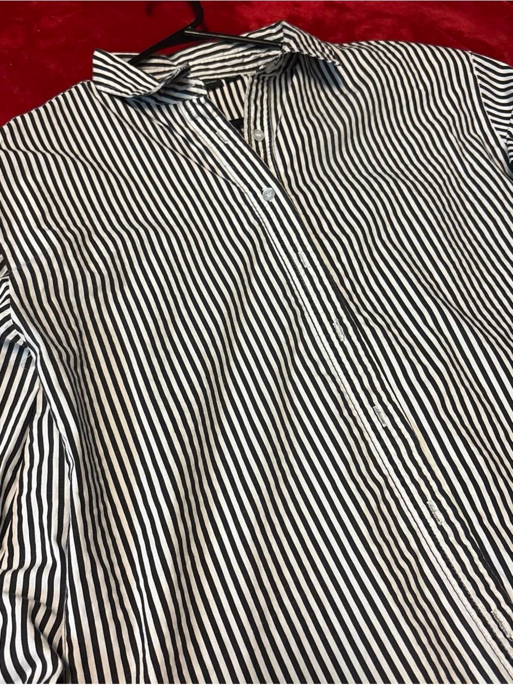 Black & White Stripe Men’s Button-Up Shirt